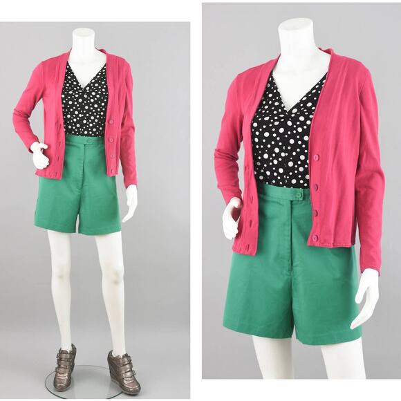 Vintage Magenta Pink Lightweight Preppy Cardigan Talbots Women's Petite Small - Picture 1 of 10